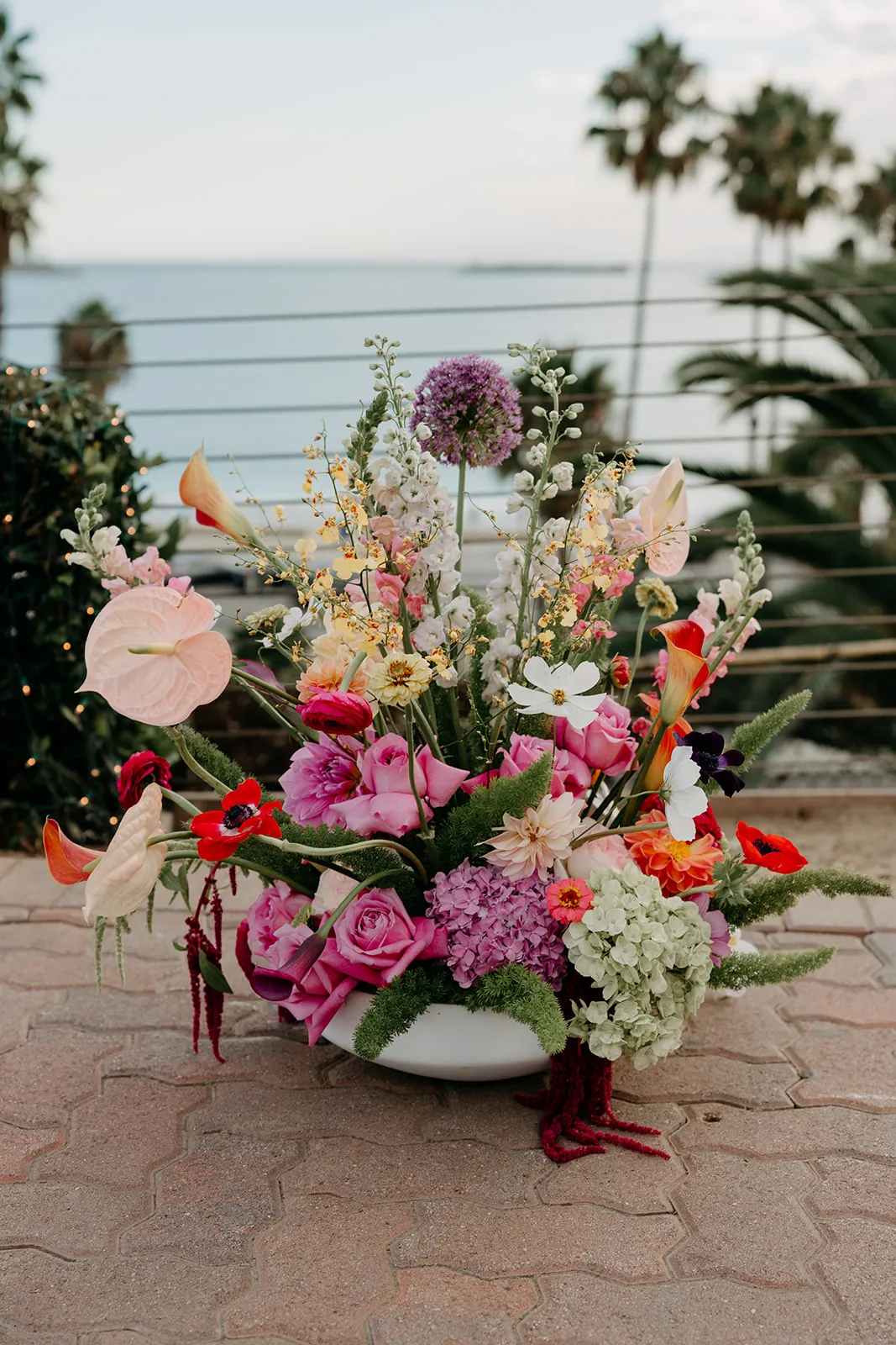 Pink and red wedding florals