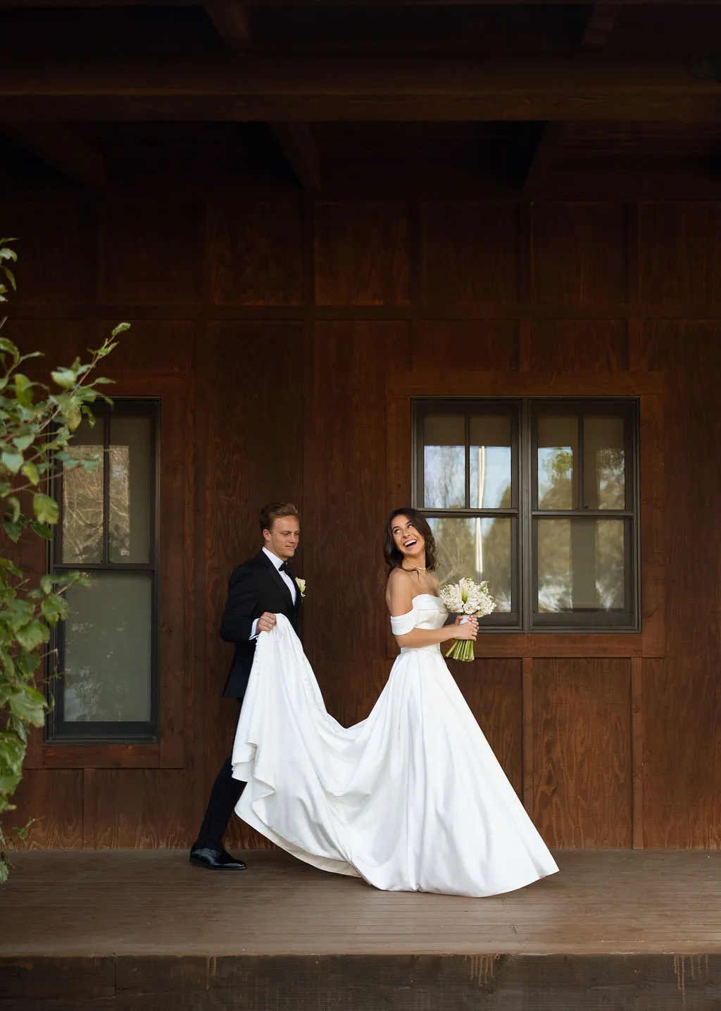 Bride at a barn wedding venue