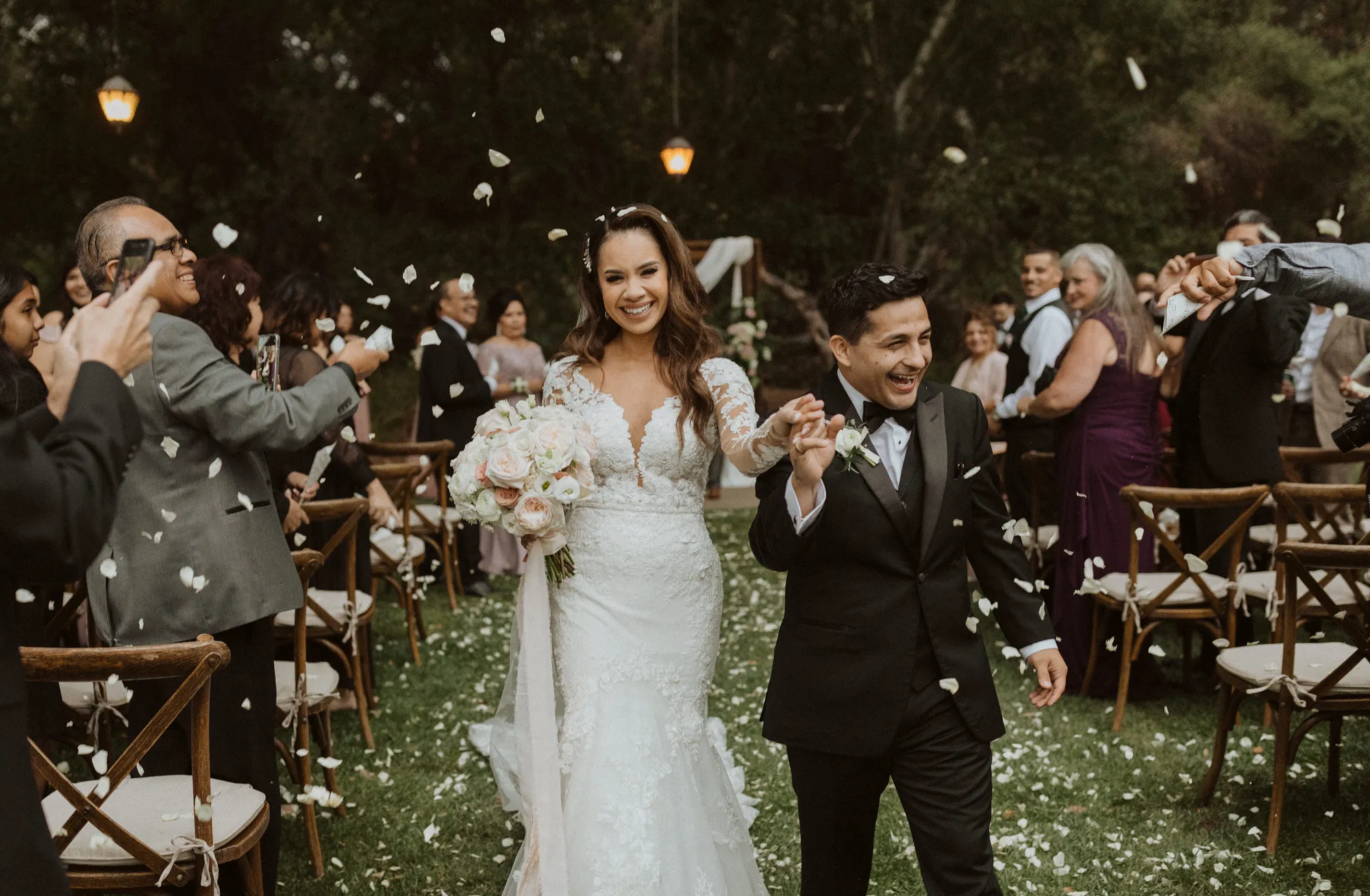 Joyful wedding send-off